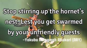 Stop stirring up the hornet