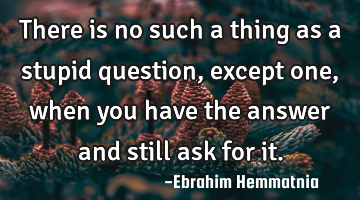 There is no such a thing as a stupid question, except one, when you have the answer and still ask