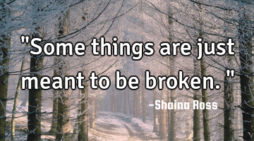 "Some things are just meant to be broken."