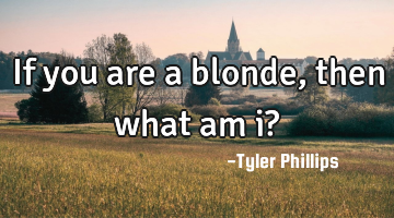 If you are a blonde, then what am i?
