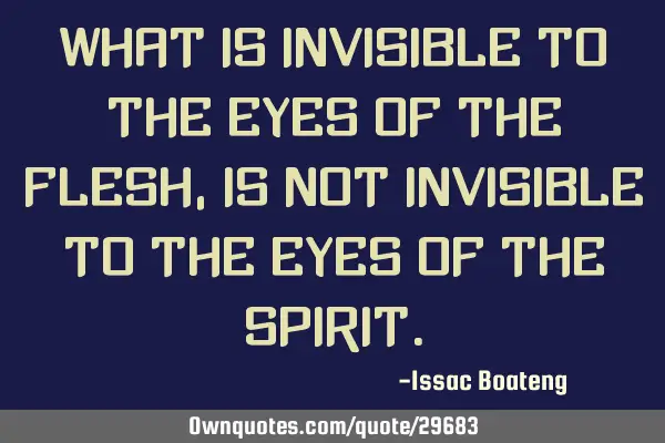 What is invisible to the eyes of the flesh, is not invisible to the eyes of the