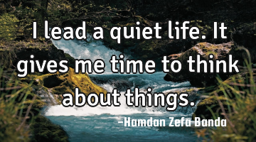 I lead a quiet life. It gives me time to think about things.