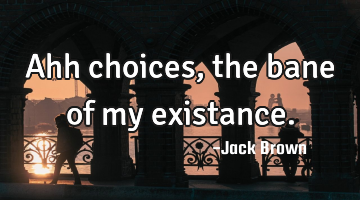 Ahh choices, the bane of my existance.