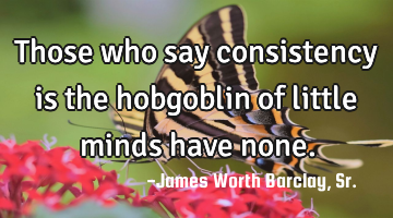 Those who say consistency is the hobgoblin of little minds have none.