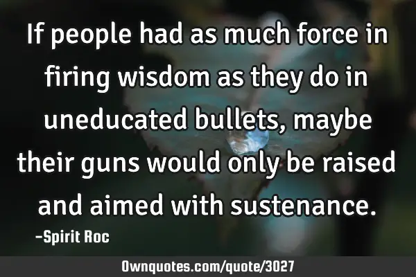 If people had as much force in firing wisdom as they do in uneducated bullets, maybe their guns