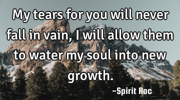 My tears for you will never fall in vain, I will allow them to water my soul into new growth.