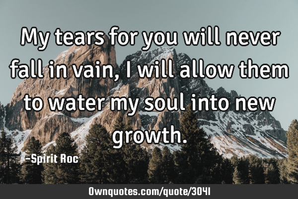 My tears for you will never fall in vain, I will allow them to water my soul into new