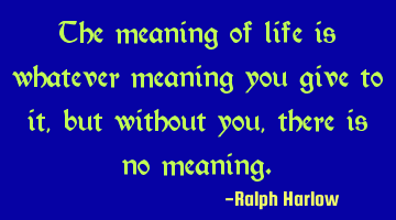 The meaning of life is whatever meaning you give to it, but without you, there is no