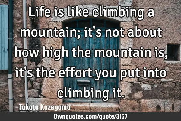 Life is like climbing a mountain; it