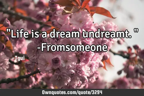 "Life is a dream undreamt." -F