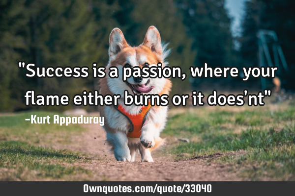 "Success is a passion, where your flame either burns or it does