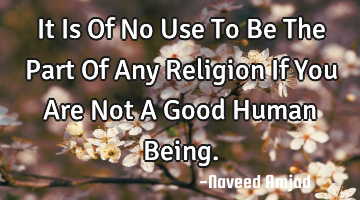 It Is Of No Use To Be The Part Of Any Religion If You Are Not A Good Human Being.