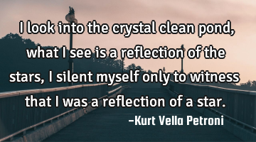 I look into the crystal clean pond, what I see is a reflection of the stars, I silent myself only