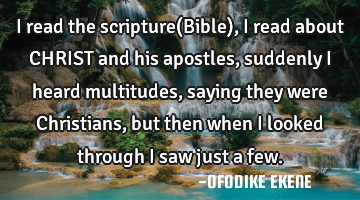 I read the scripture(Bible) , I read about CHRIST and his apostles, suddenly I heard multitudes,