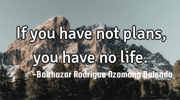 If you have not plans, you have no life.