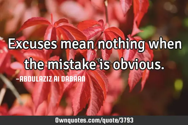Excuses mean nothing when the mistake is