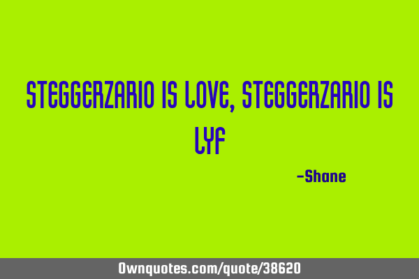 Steggerzario is love, Steggerzario is