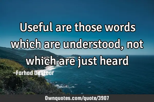 Useful are those words which are understood, not which are just heard
