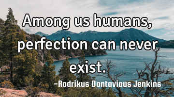 Among us humans, perfection can never exist.