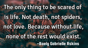 The only thing to be scared of is life. Not death, not spiders, not love. Because without life,