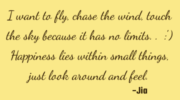 I want to fly,chase the wind,touch the sky because it has no limits.. :