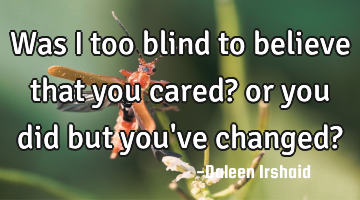 Was I too blind to believe that you cared? or you did but you've changed?