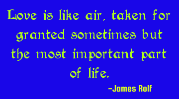 Love is like air, taken for granted sometimes but the most important part of life.