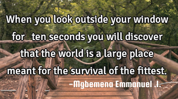 When you look outside your window for ﻿ ten seconds you will discover that the world is a large