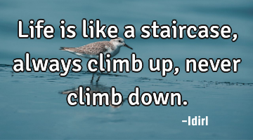 Life is like a staircase, always climb up, never climb down.