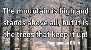 The mountain is high and stands above all, but it is the trees that keep it up!