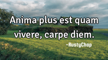 Anima plus est quam vivere, carpe diem.