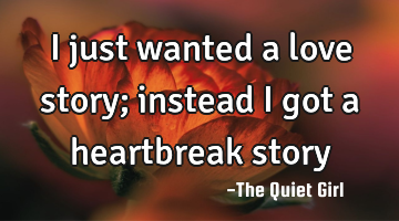 I just wanted a love story; instead I got a heartbreak story