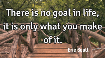 There is no goal in life, it is only what you make of it.