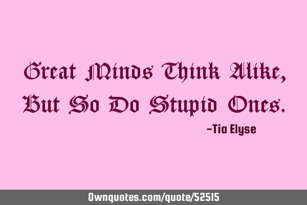 Great Minds Think Alike But So Do Stupid Ones Ownquotescom
