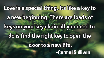 Love is a special thing. Its like a key to a new beginning. There are loads of keys on your key