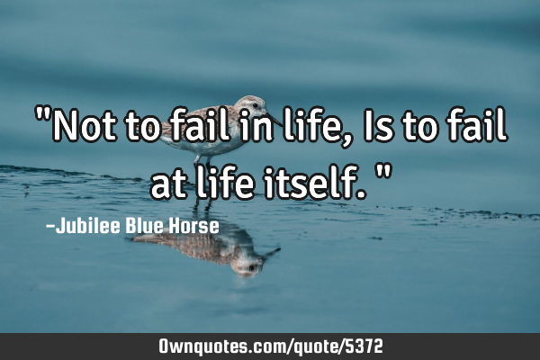 "Not to fail in life, Is to fail at life itself."