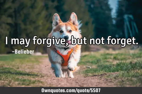 I may forgive, but not