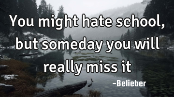 You might hate school, but someday you will really miss it