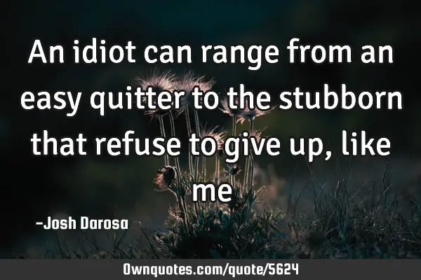 An idiot can range from an easy quitter to the stubborn that refuse to give up, like