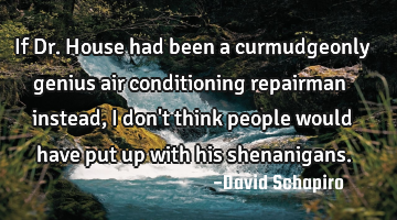 If Dr. House had been a curmudgeonly genius air conditioning repairman instead, I don