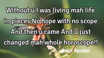 Without u I was living mah life in pieces No hope with no scope And then u came And u just changed