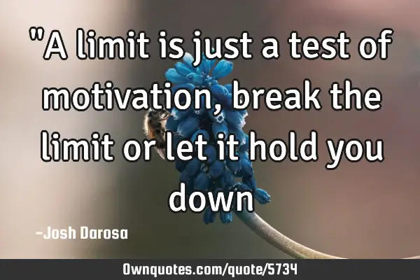 "A limit is just a test of motivation, break the limit or let it hold you
