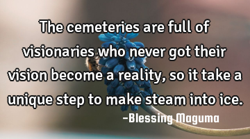 The cemeteries are full of visionaries who never got their vision become a reality, so it take a