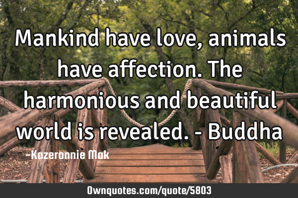 Mankind have love, animals have affection. The harmonious and beautiful world is revealed. - B