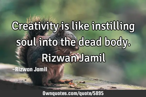 Creativity is like instilling soul into the dead body. Rizwan J