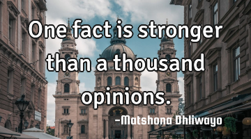 One fact is stronger than a thousand opinions.