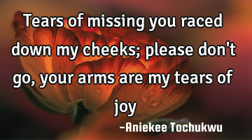 Tears of missing you raced down my cheeks; please don