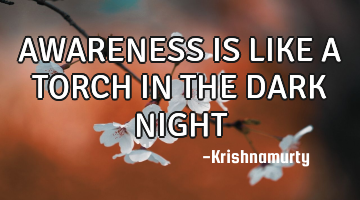 AWARENESS IS LIKE A TORCH IN THE DARK NIGHT