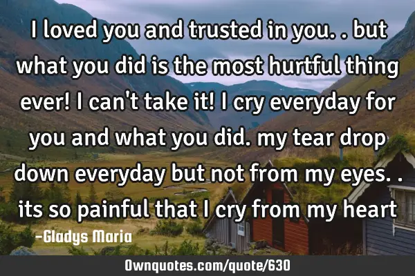 I loved you and trusted in you.. but what you did is the most hurtful thing ever! I can