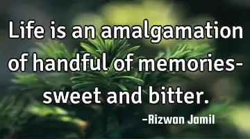 Life is an amalgamation of handful of memories- sweet and bitter.